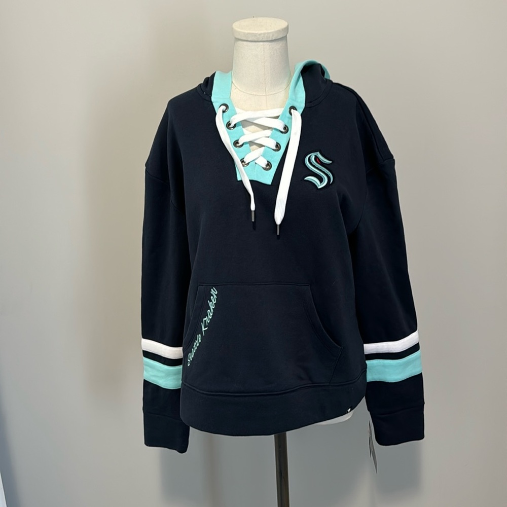 NWT Seattle Kraken Bombastic Women’s Laced Up Hooded Sweater Hoodie